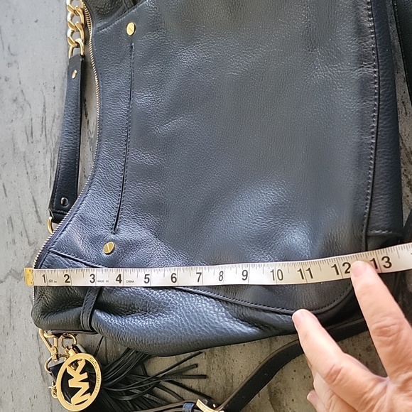 MICHAEL KORS Leather Large Megan Bag Navy Blue w/ Gold Tone Hardware NWOT - Picture 12 of 16